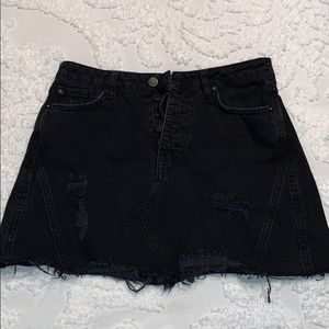 Free People Black Denim Skirt
